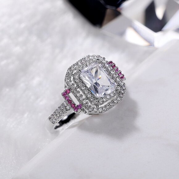 🔥Romantic Radiant Shiny Zircon Hollow Silver Ring Women for Women, L097 - Picture 5 of 6